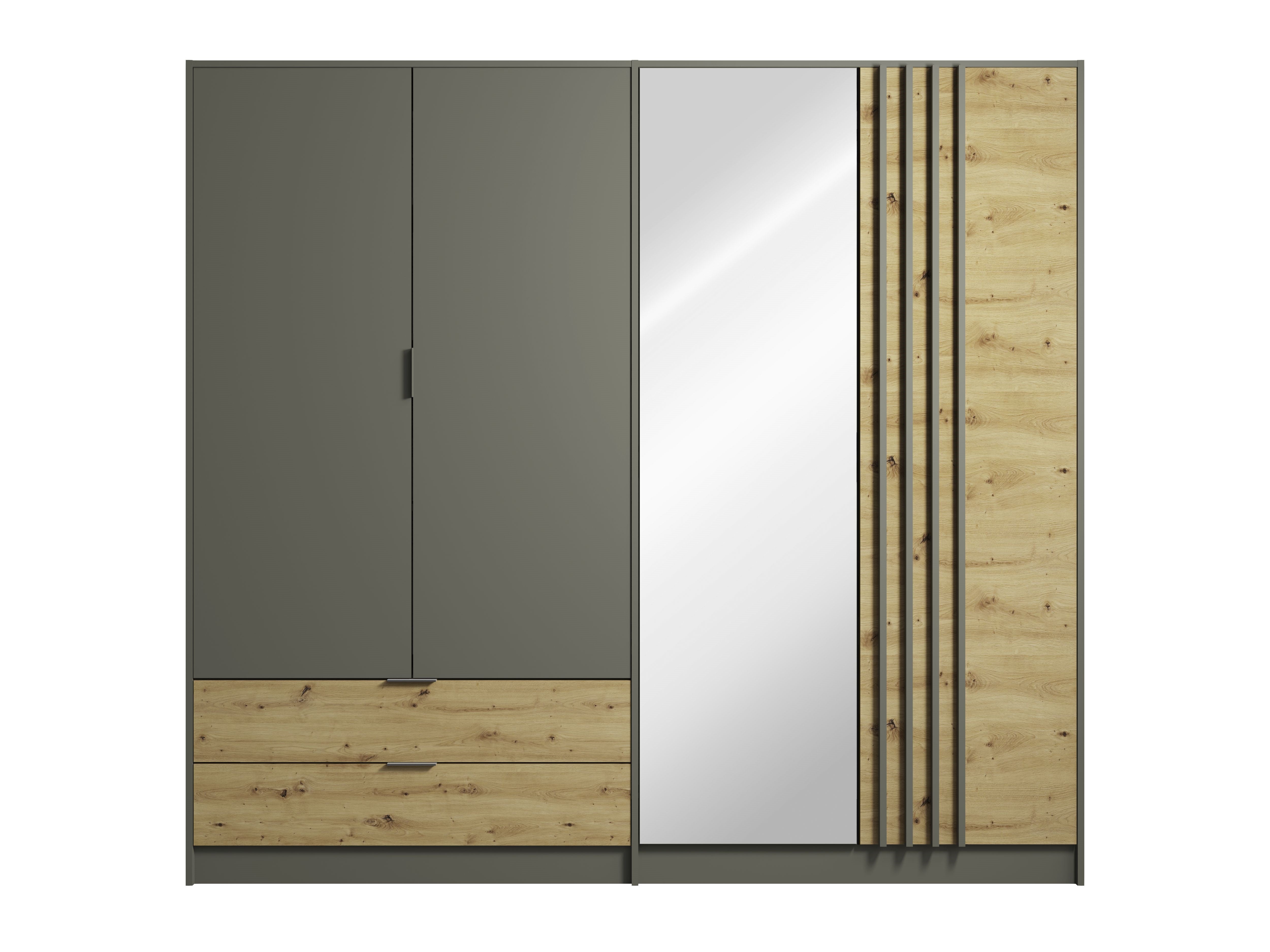 Szafa czterodrzwiowa LUMINA 220 cm - Szary Grafit / Dąb Artisan