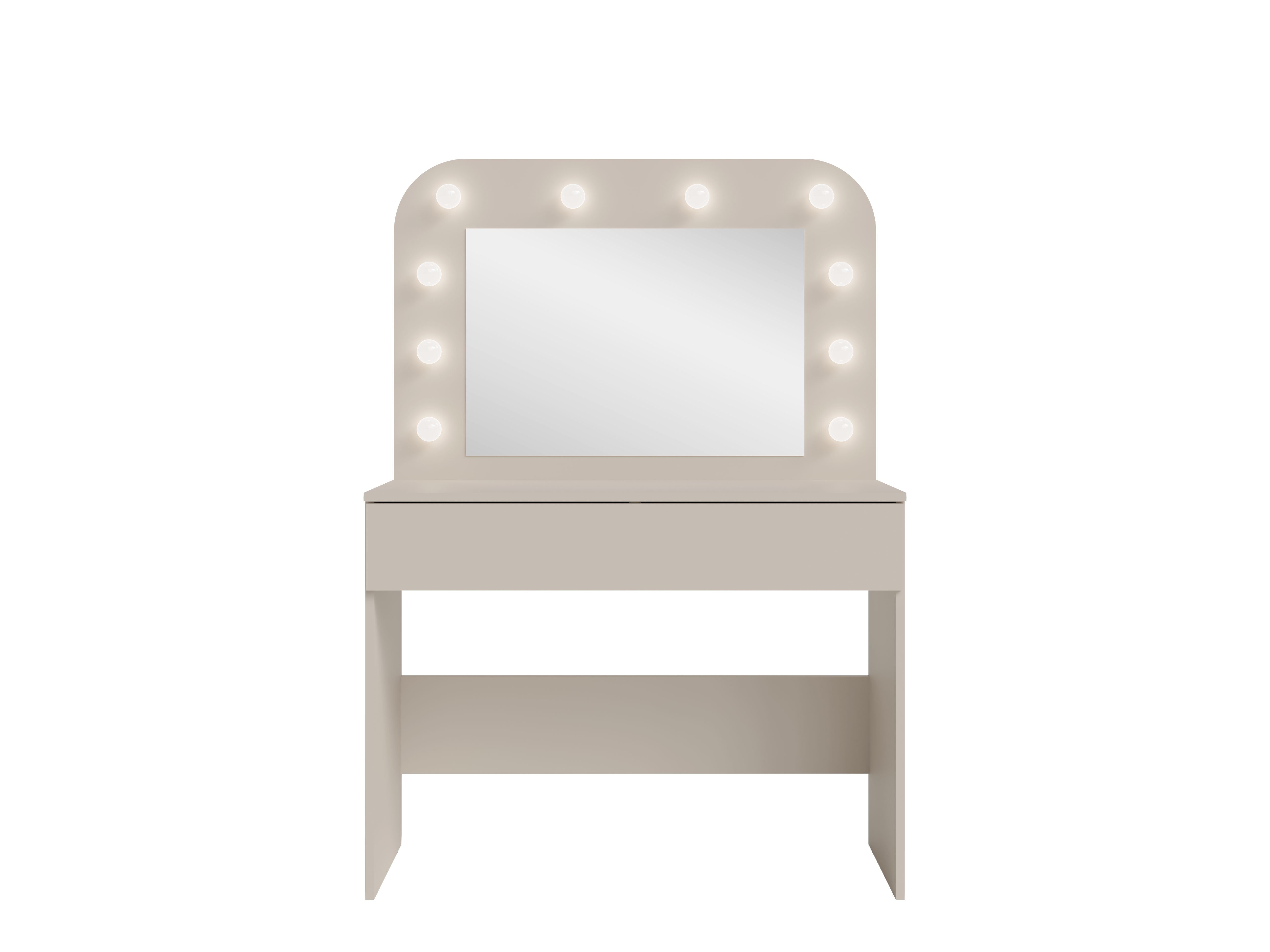 Toaletka GLAM z lustrem i oświetleniem LED - Kaszmirowy Beż