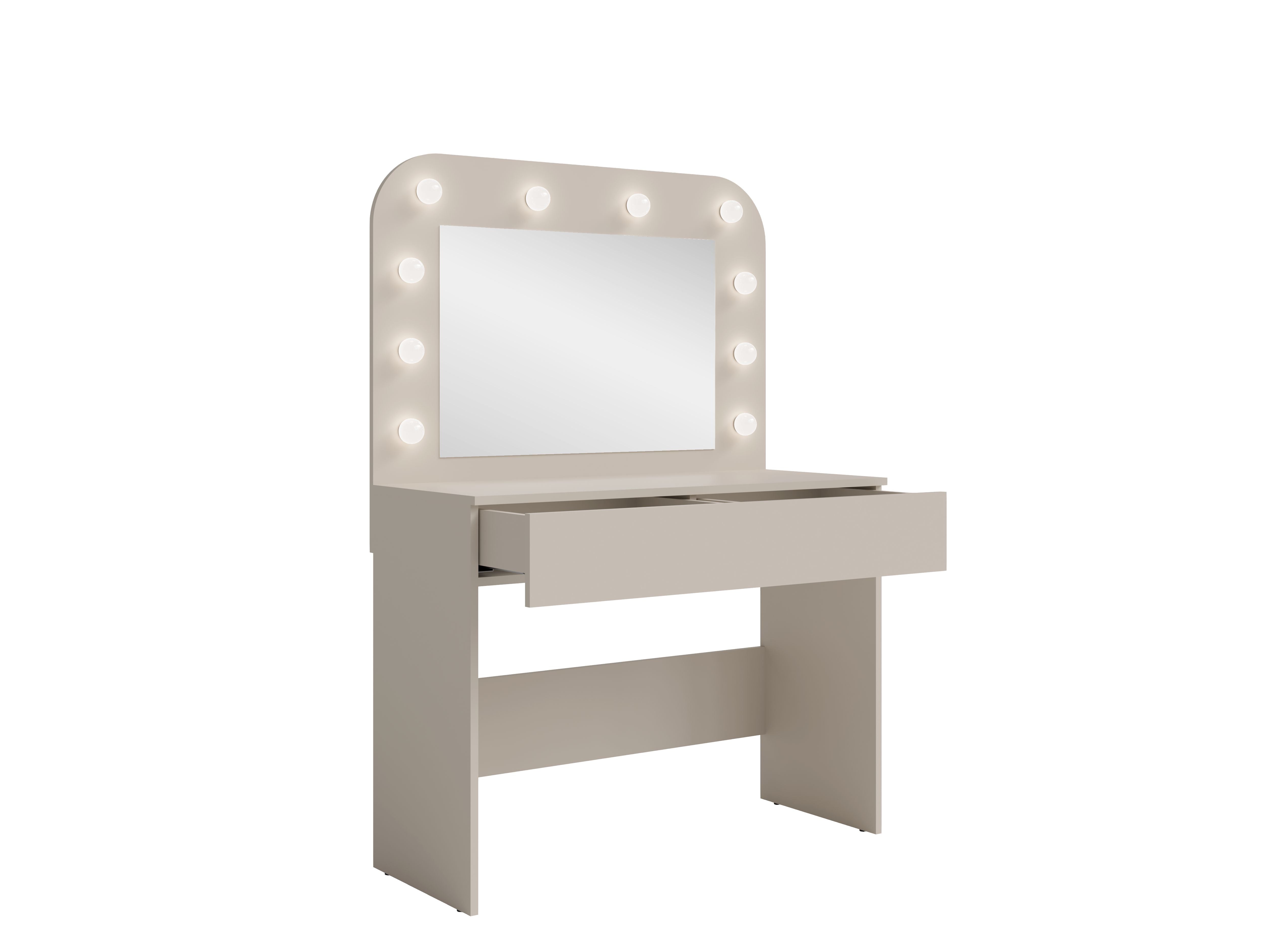 Toaletka GLAM z lustrem i oświetleniem LED - Kaszmirowy Beż