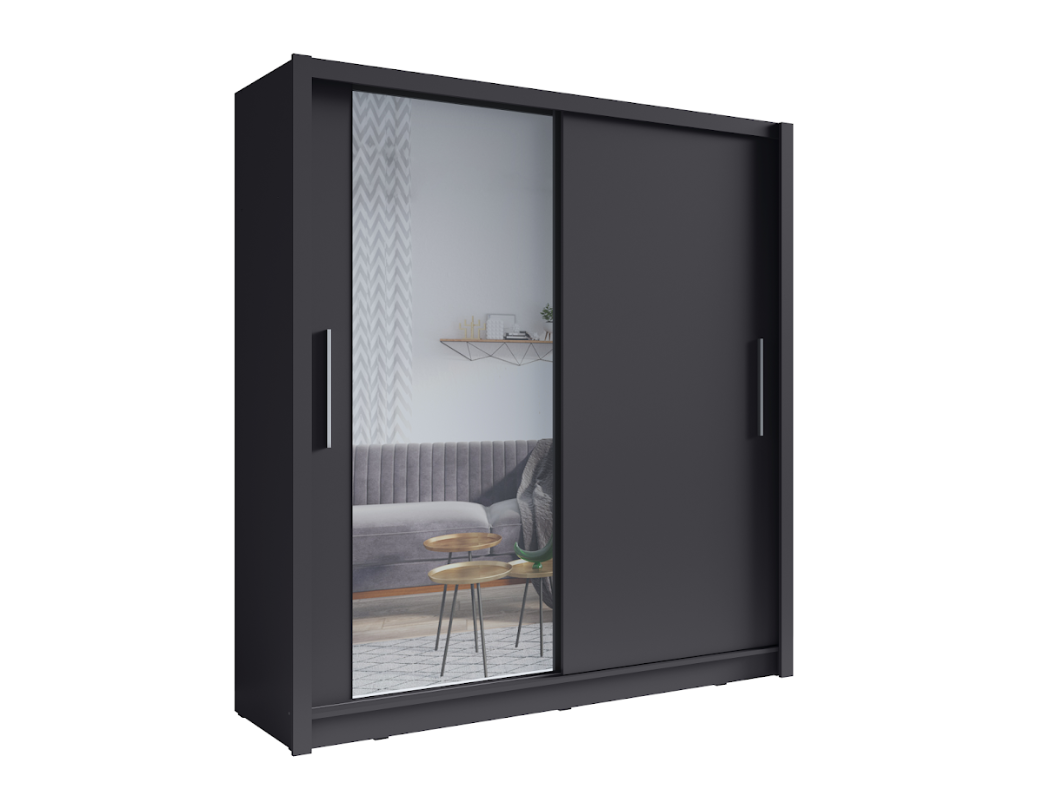 Szafa dwudrzwiowa LYNX 154 cm z lustrem - Szary Grafit