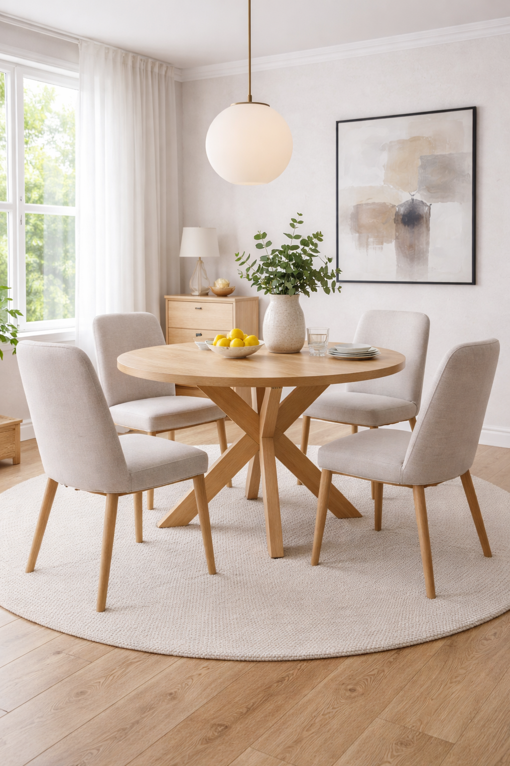 Stół EKSIK okrągły - kolor naturalny jasny dąb