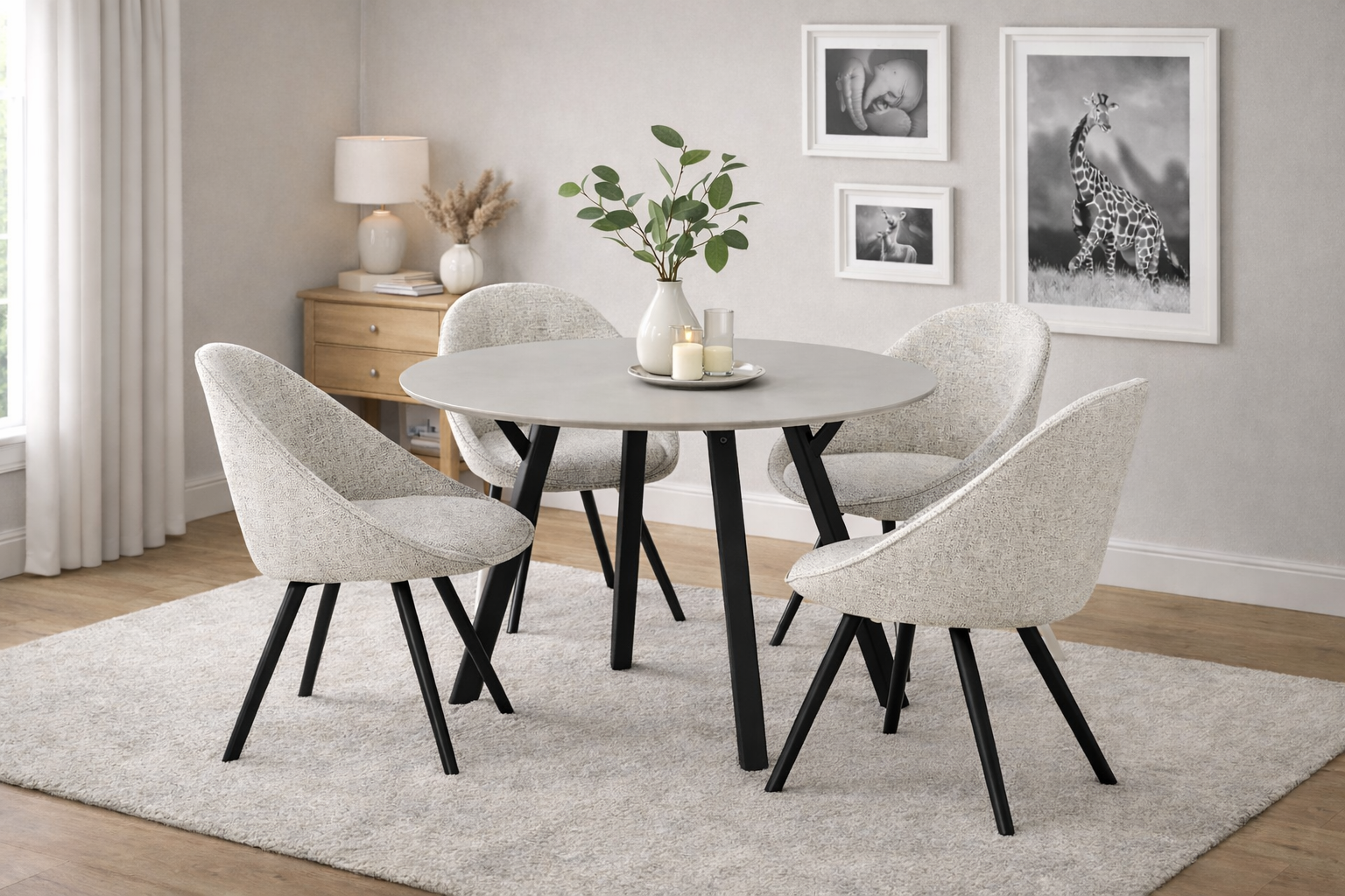 Stół STARK - okrągły, solidny - kolor jasny popiel i czarny