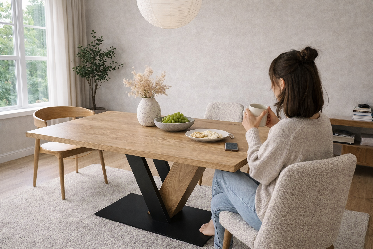 Stół rozkładany VIKEN - kolor dąb i czarny