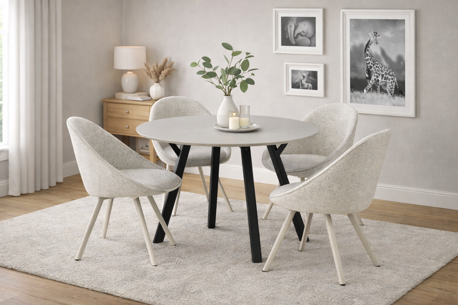 Stół STARK - okrągły, solidny - kolor jasny popiel i czarny