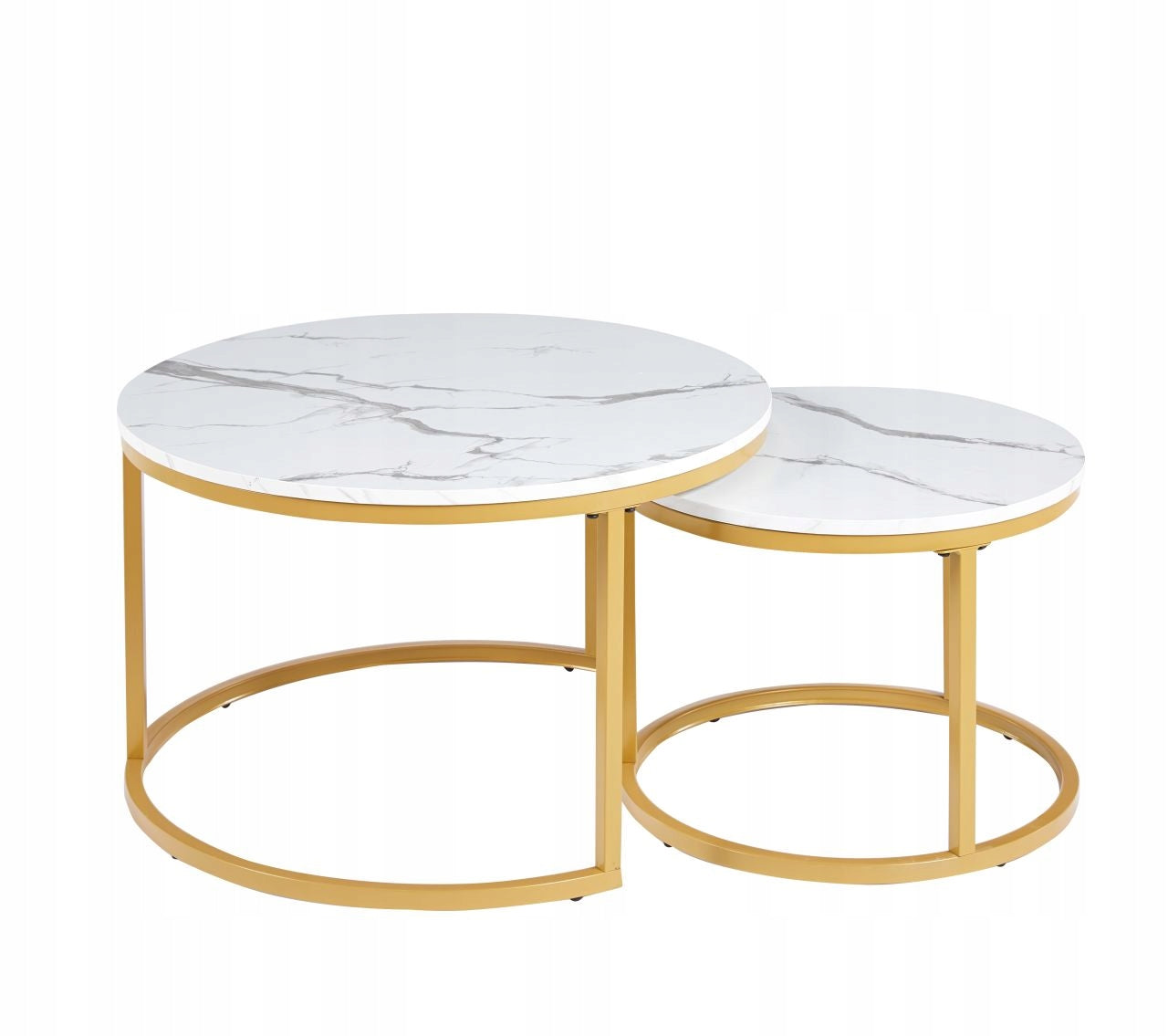 Okragly stolik kawowy bialy marmur 70 x 70 x45,5 Glamour Furnitex do SALONU