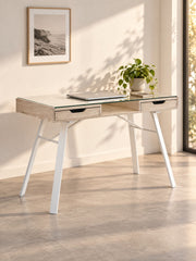 Biurko ILMA 120 cm - dąb sonoma / biały / metal