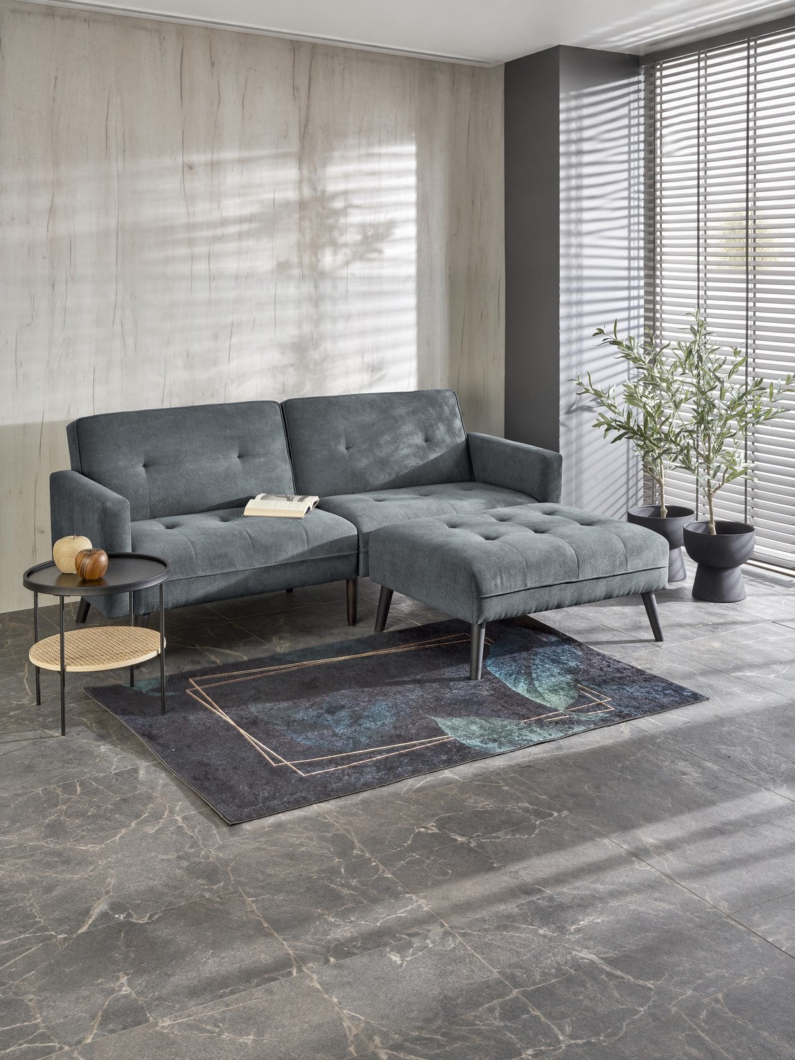 CORNELIUS sofa rozkładana z funkcją narożnika popiel (1p=1szt)