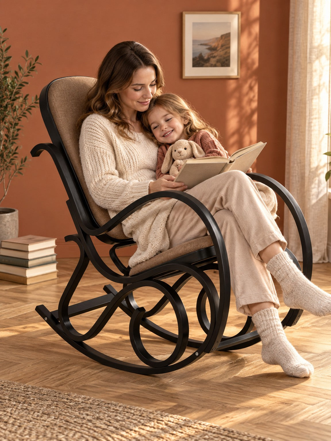 Fotel bujany CHOTI MAX BIS PLUS - wenge / tkanina - aranżacja