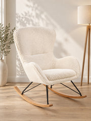 Fotel CHAGE - kremowy / czarny / boucle