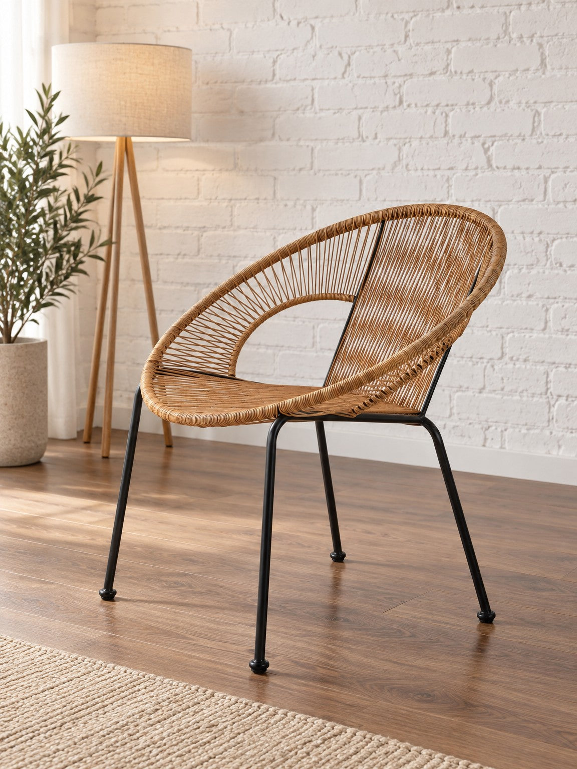 Fotel HINA - brązowy / czarny / rattan