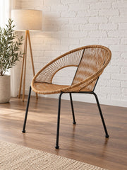 Fotel HINA - brązowy / czarny / rattan