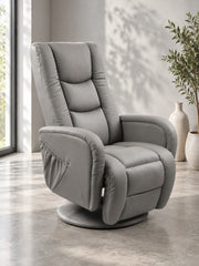 Fotel PELA z funkcją masażu - popielaty / ekoskóra