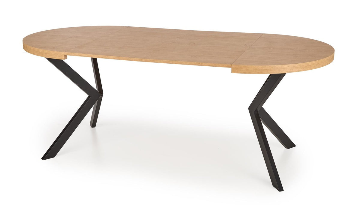 Okrągły stół rozkładany REYA 100/250cm - Dąb Złoty / Czarny