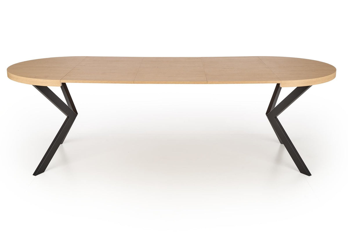 Okrągły stół rozkładany REYA 100/250cm - Dąb Złoty / Czarny
