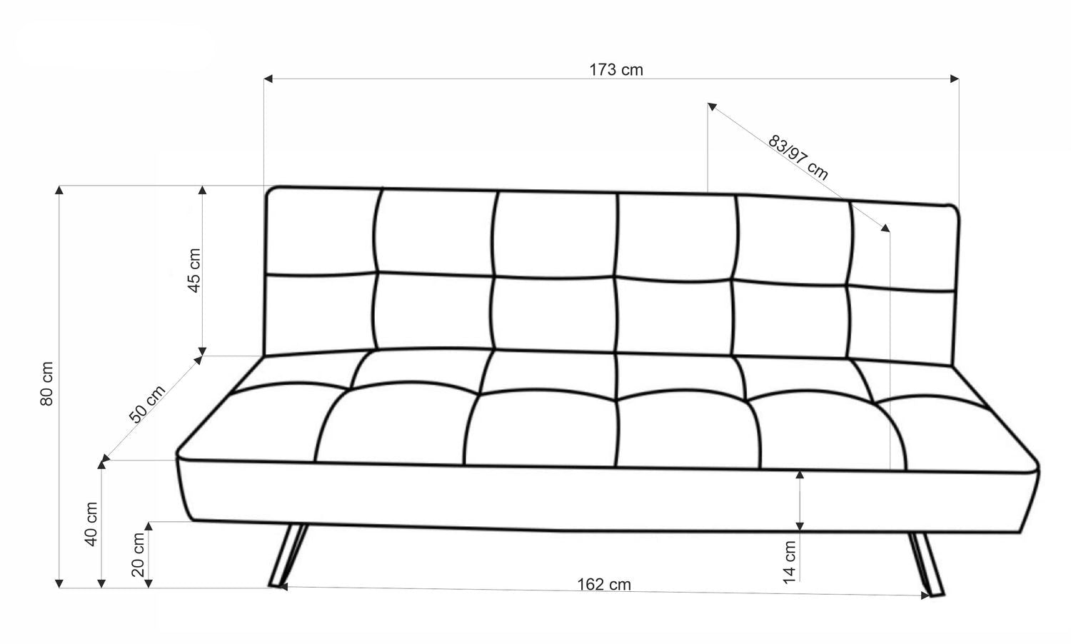 Sofa rozkładana ASTRION - Kolor Popielaty / Tkanina