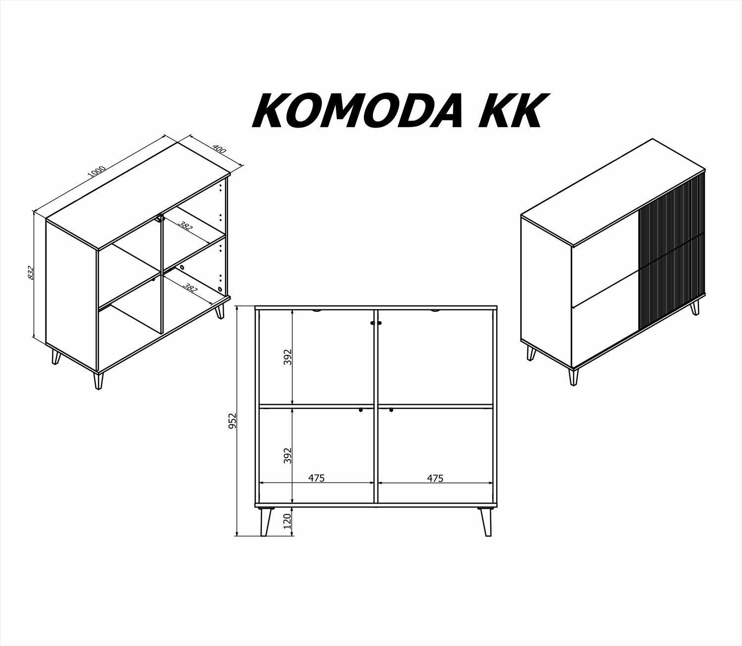 Komoda MEROPE 100 cm - Dąb Wotan / Czarny