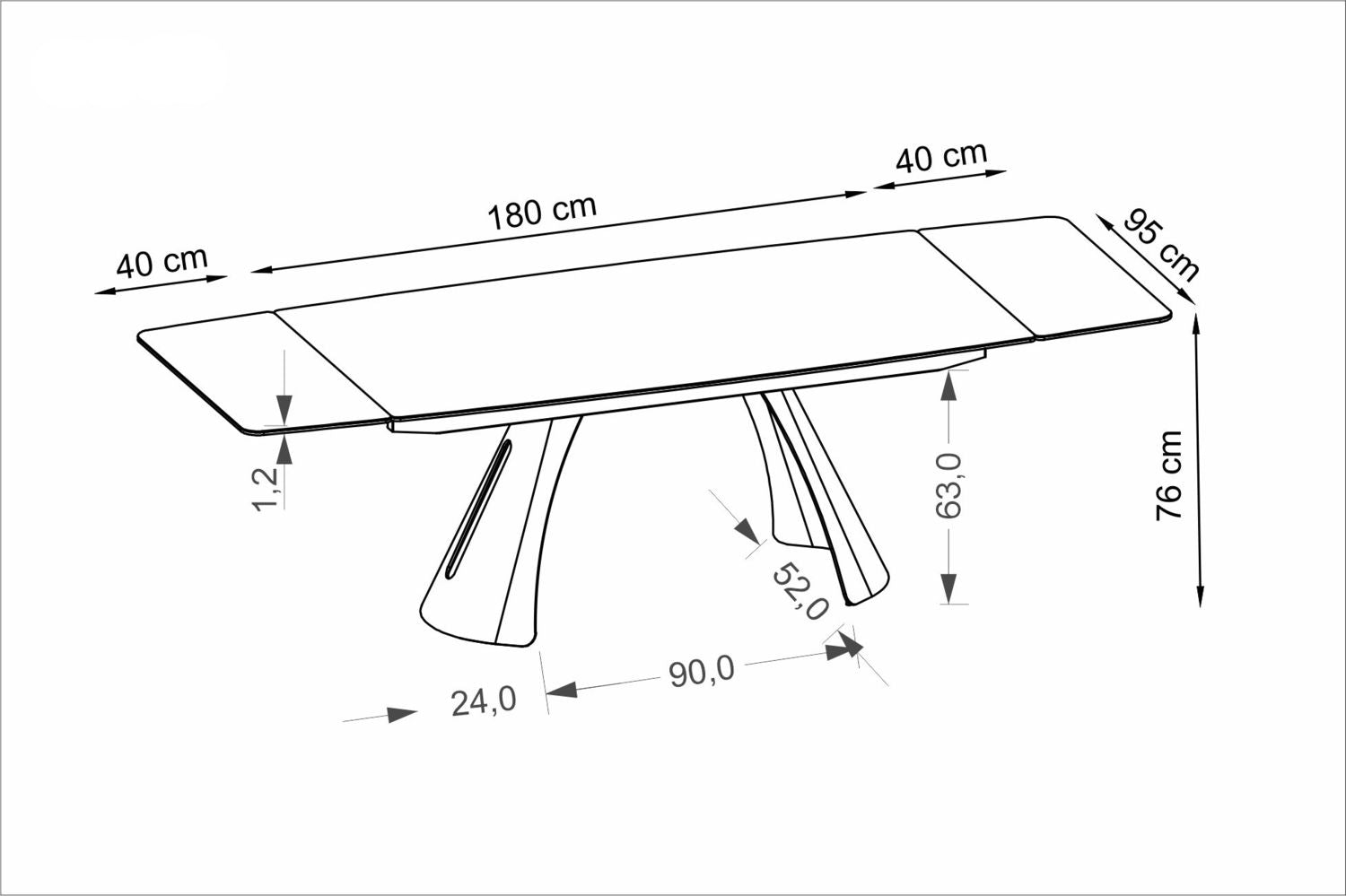 Stół rozkładany RADIANT 180-260 cm - Bordowy Marmur / Czarny
