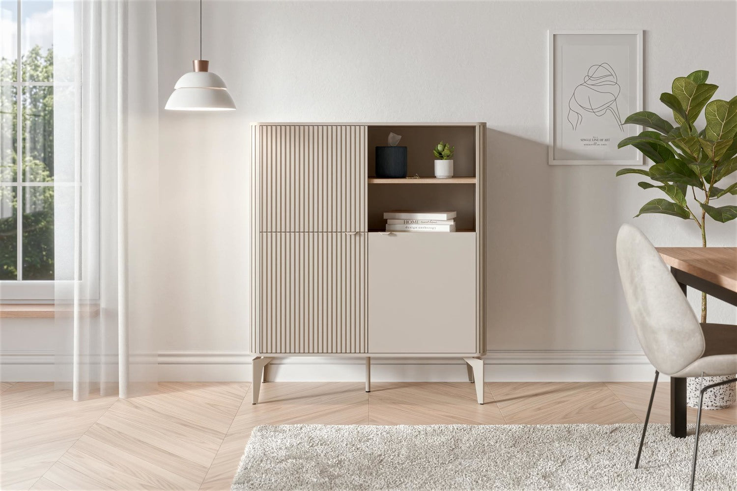 Komoda FEKDA 97 cm - Kaszmir / Dąb Cremona