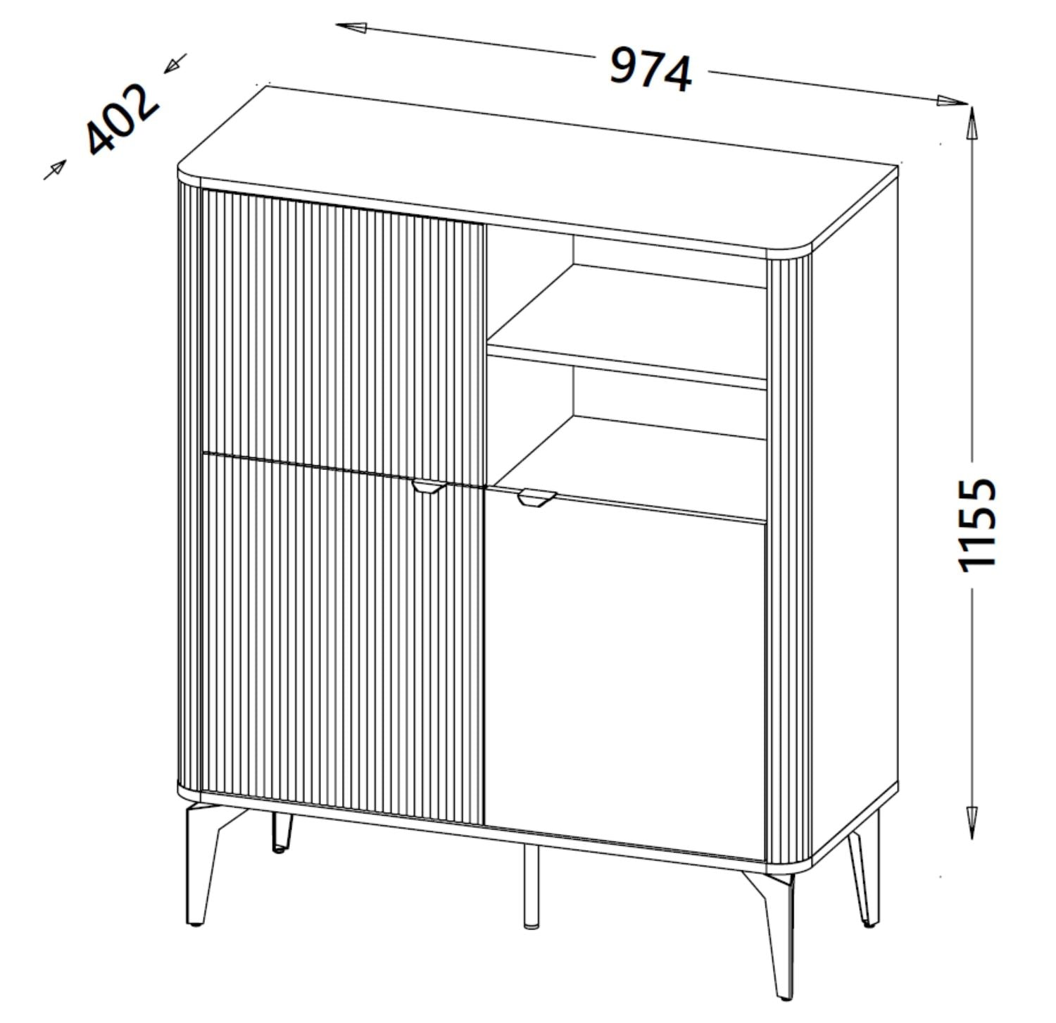 Komoda FEKDA 97 cm - Kaszmir / Dąb Cremona