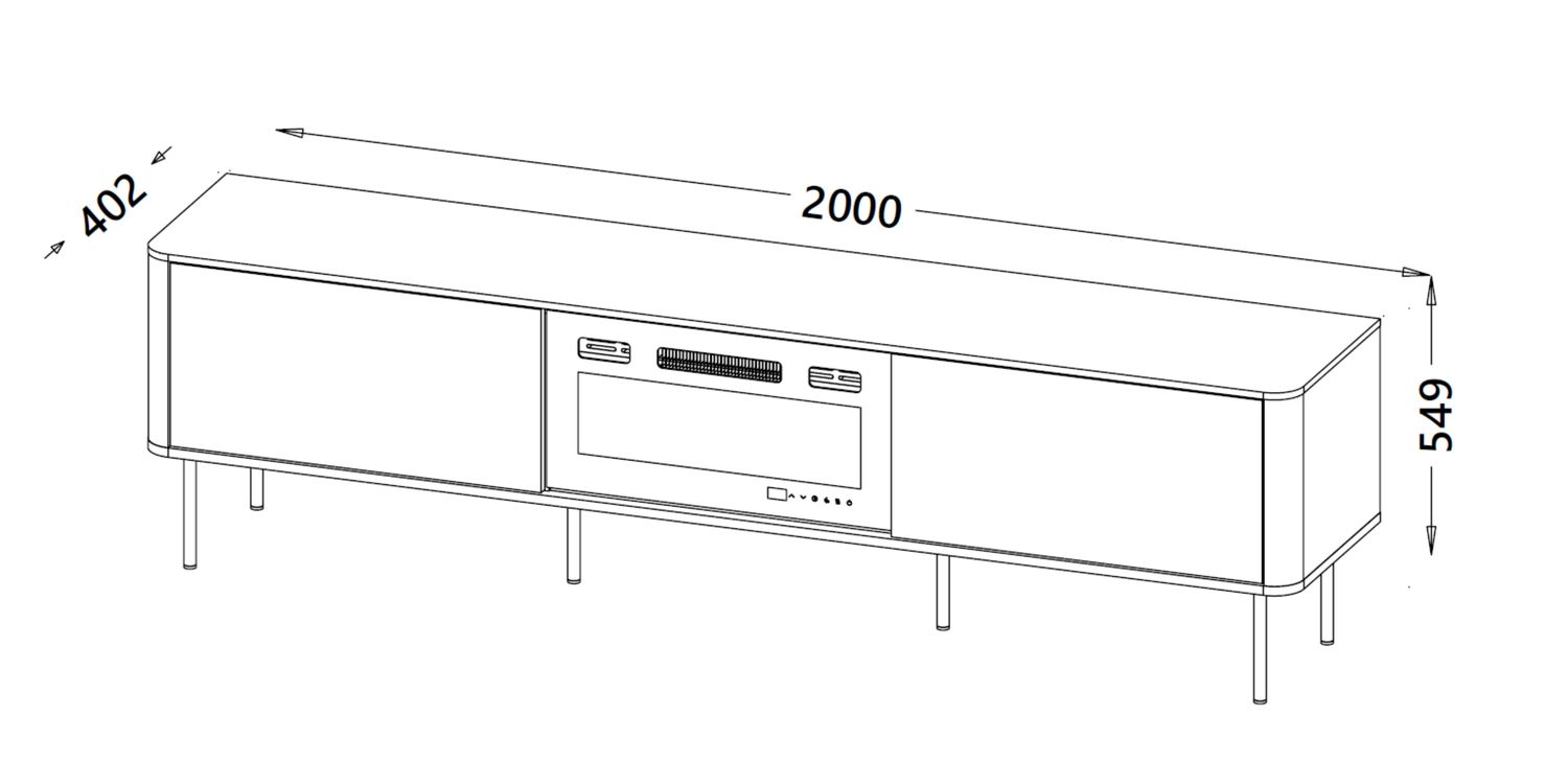 Szafka RTV ALIOT 200cm - Kolor Orzech / Czarny Marmur