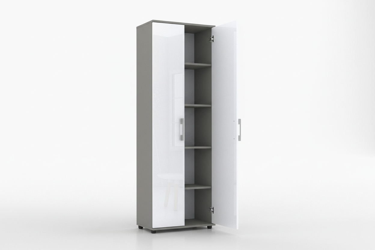 Regał Gindo G 60 z drzwiami, szary połysk