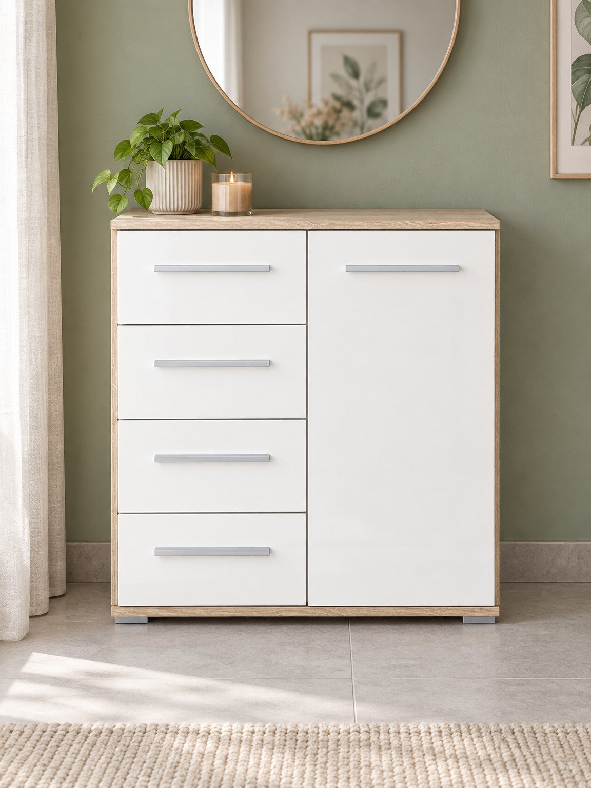 Komoda ACHERNAR 77 cm KM-2 - dąb sonoma / biały
