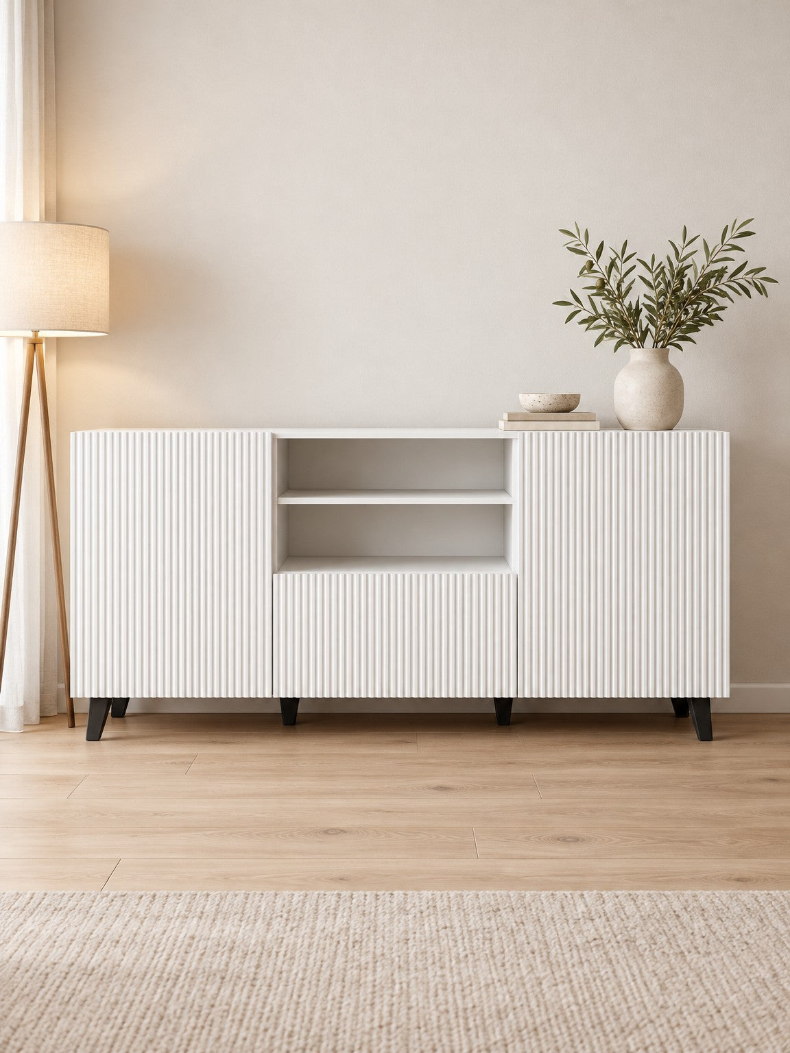 Komoda ATENA 150 cm z szufladami - biały / tworzywo
