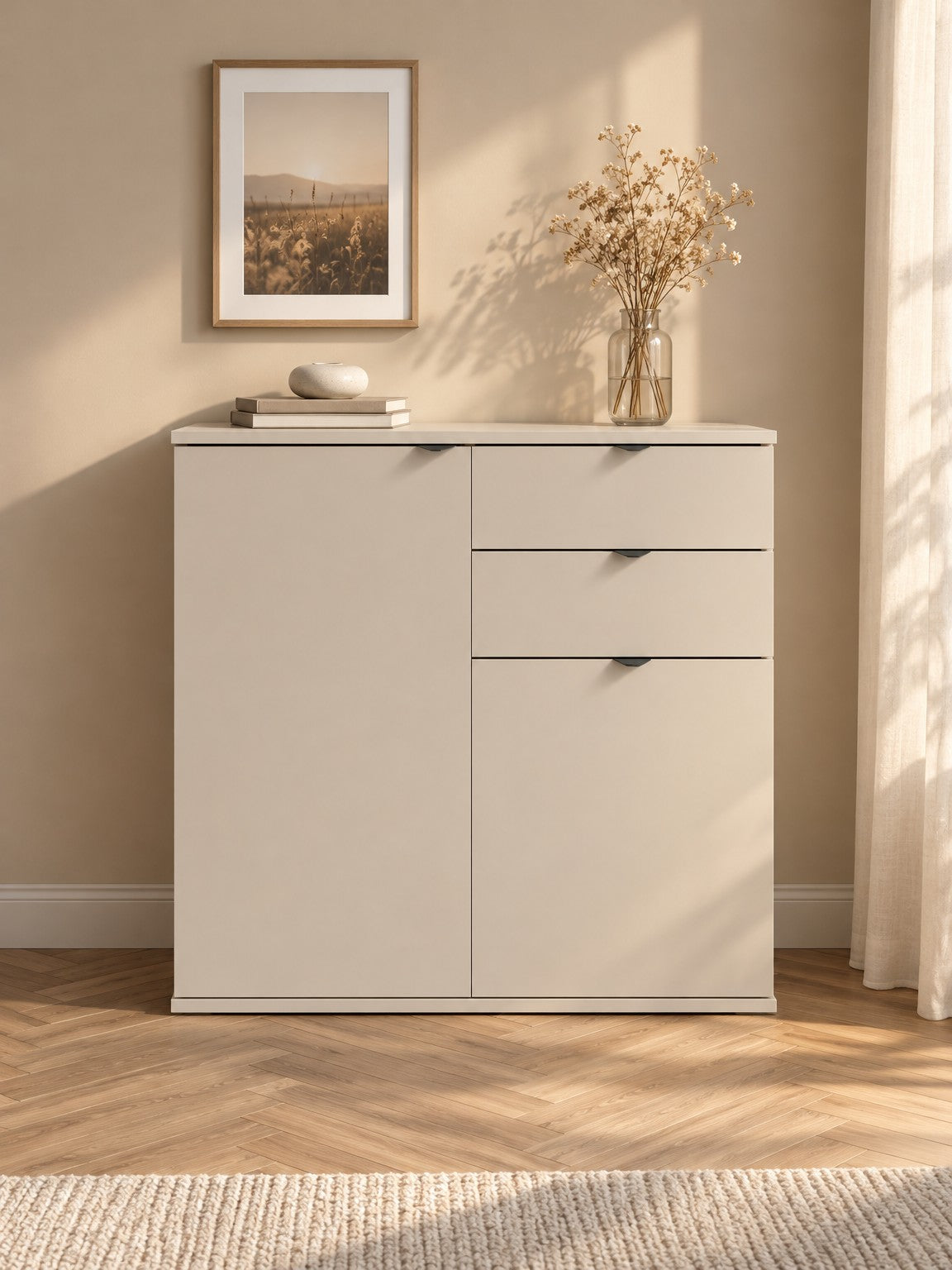 Komoda BOZA 80 cm z szufladami - beżowy