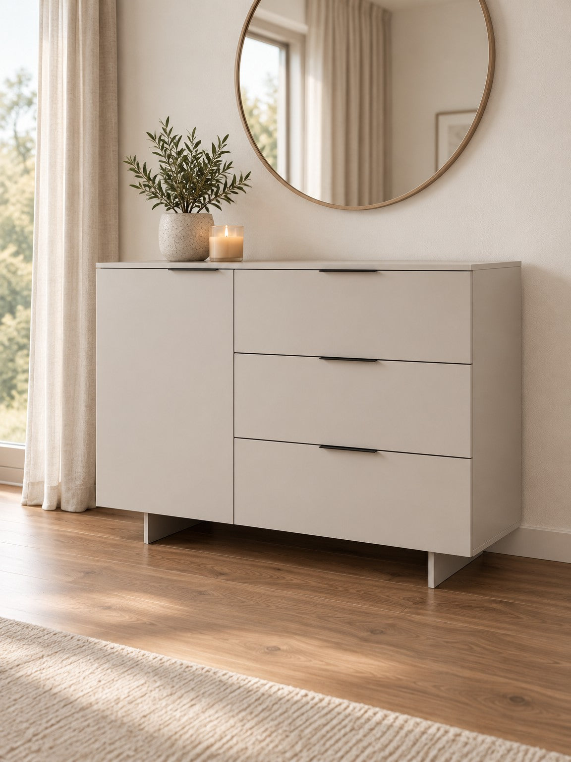Komoda ELWA 120 cm z szufladami - beżowy