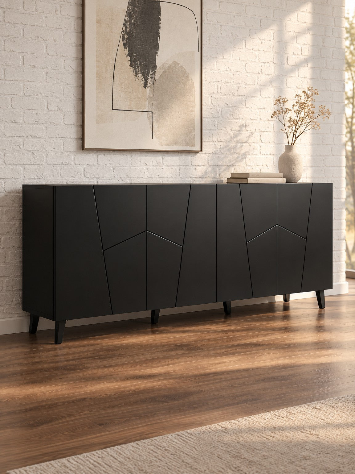 Komoda FENA 200 cm - czarny / tworzywo
