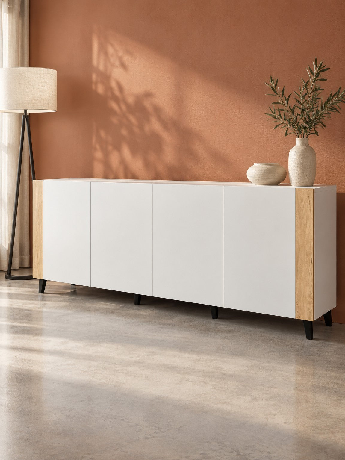 Komoda JOLI 200 cm - biały / dąb craft / tworzywo