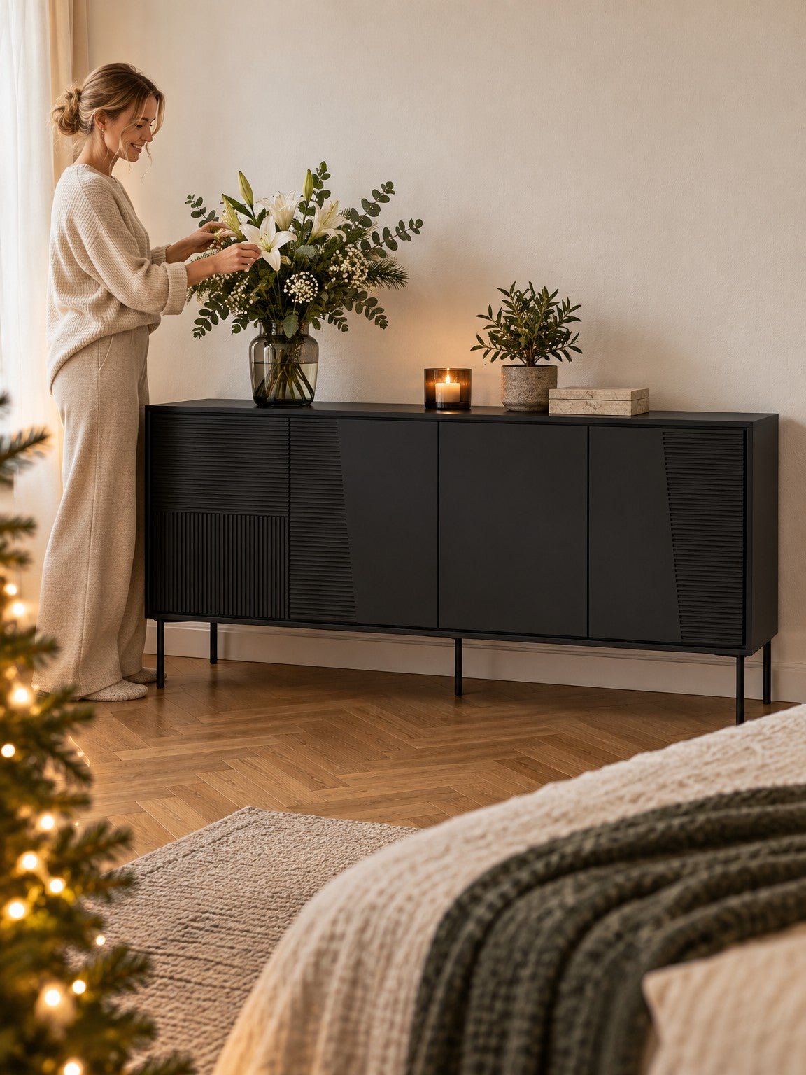 Komoda JOTIS 200 cm - czarny - aranżacja