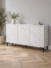Komoda POMI 150 cm - biały / marmur