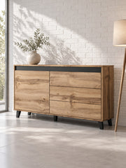 Komoda SEDA 138 cm - dąb wotan / antracyt