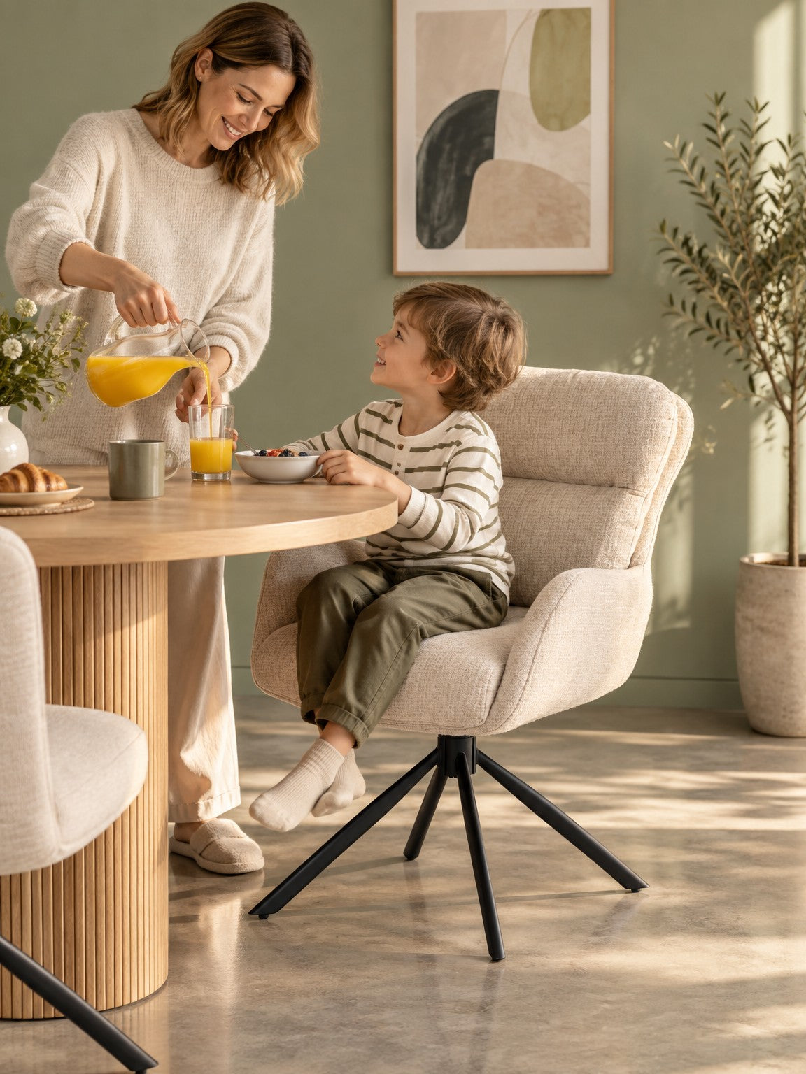 Krzesło DALARI - beżowy / tkanina - aranżacja