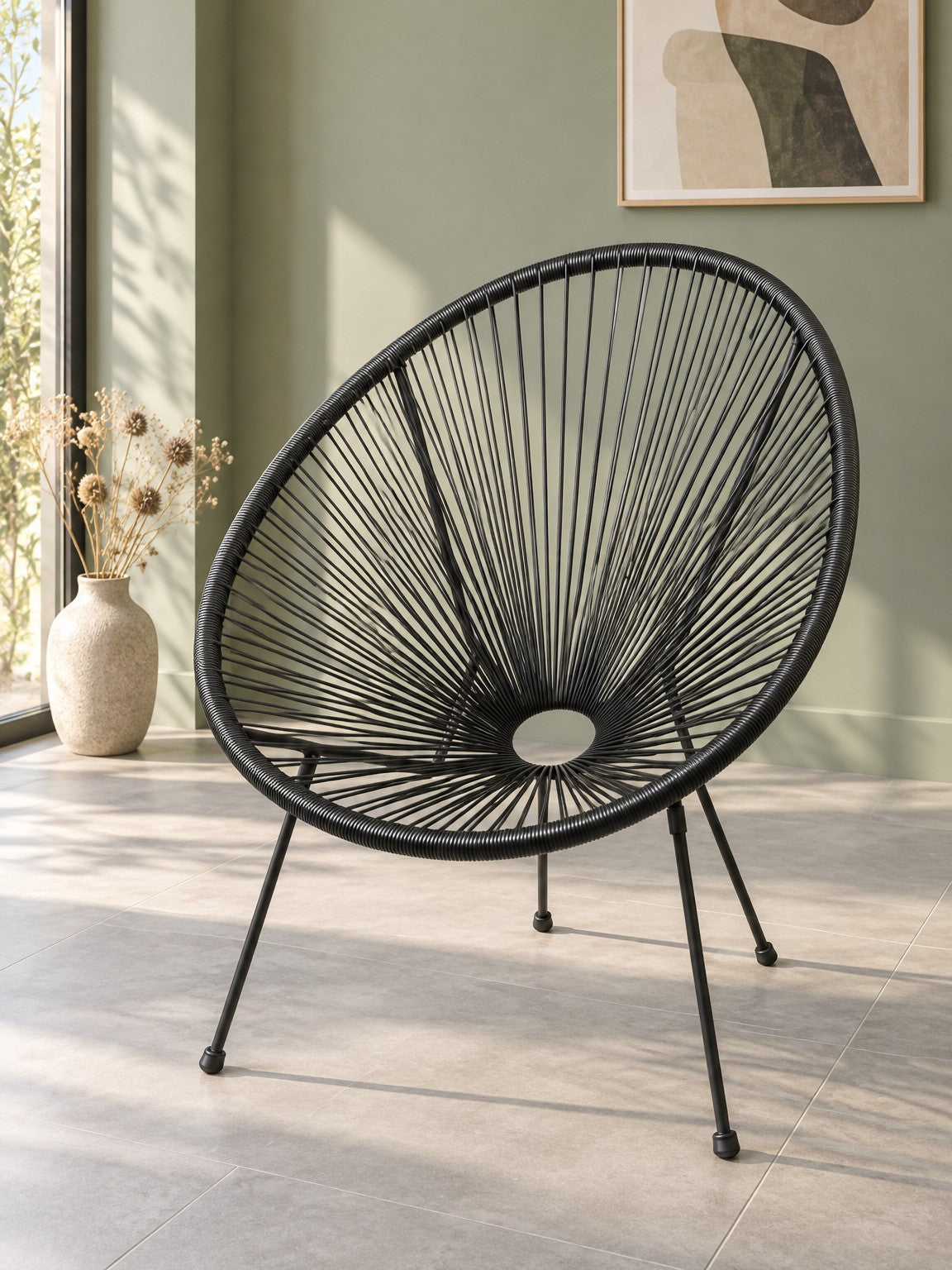 Krzesło ogrodowe AMIRA - czarny / rattan
