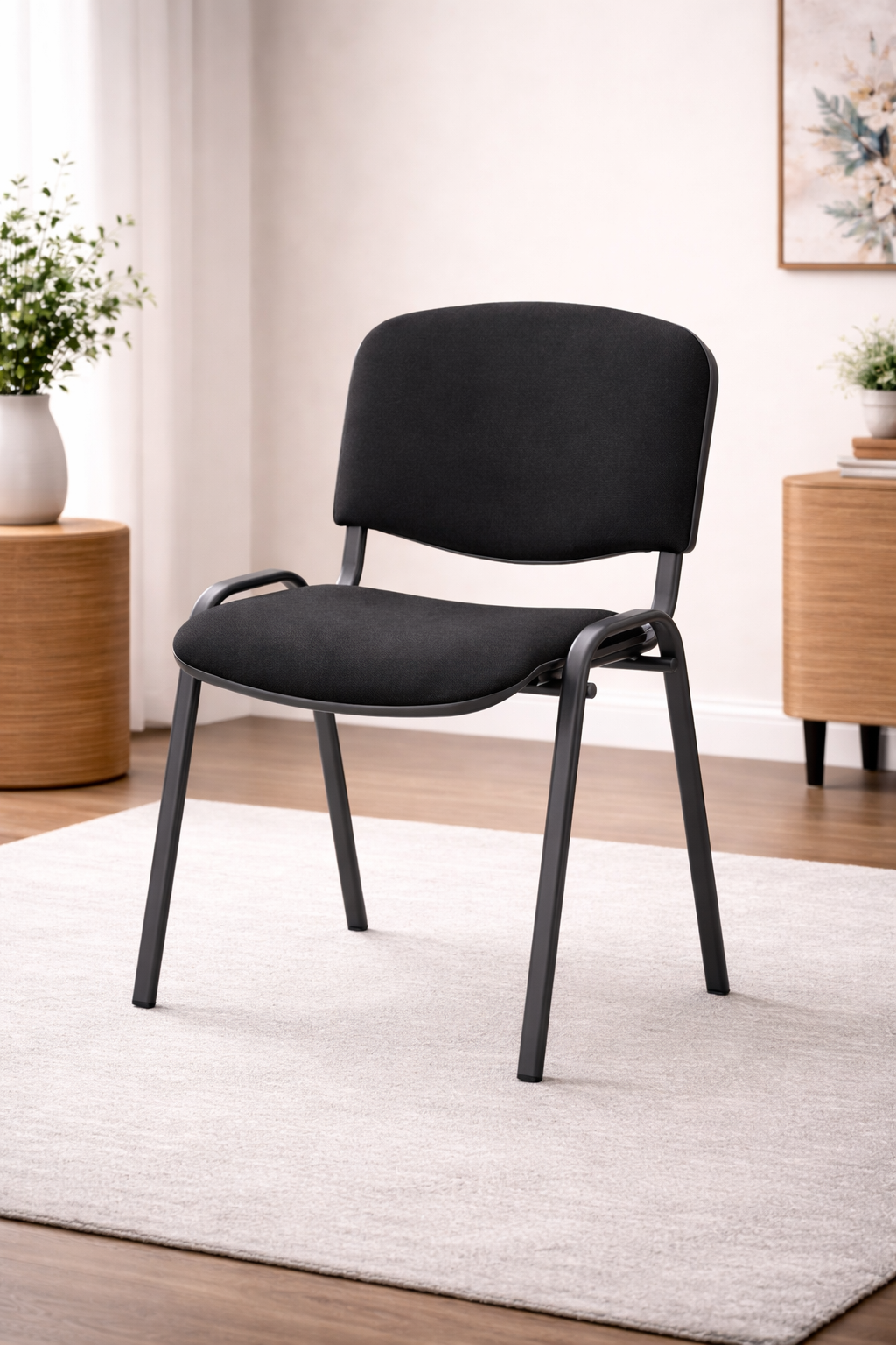 Krzesło OFICER – uniwersalne czarne krzesło ISO z tapicerowaną tkaniną