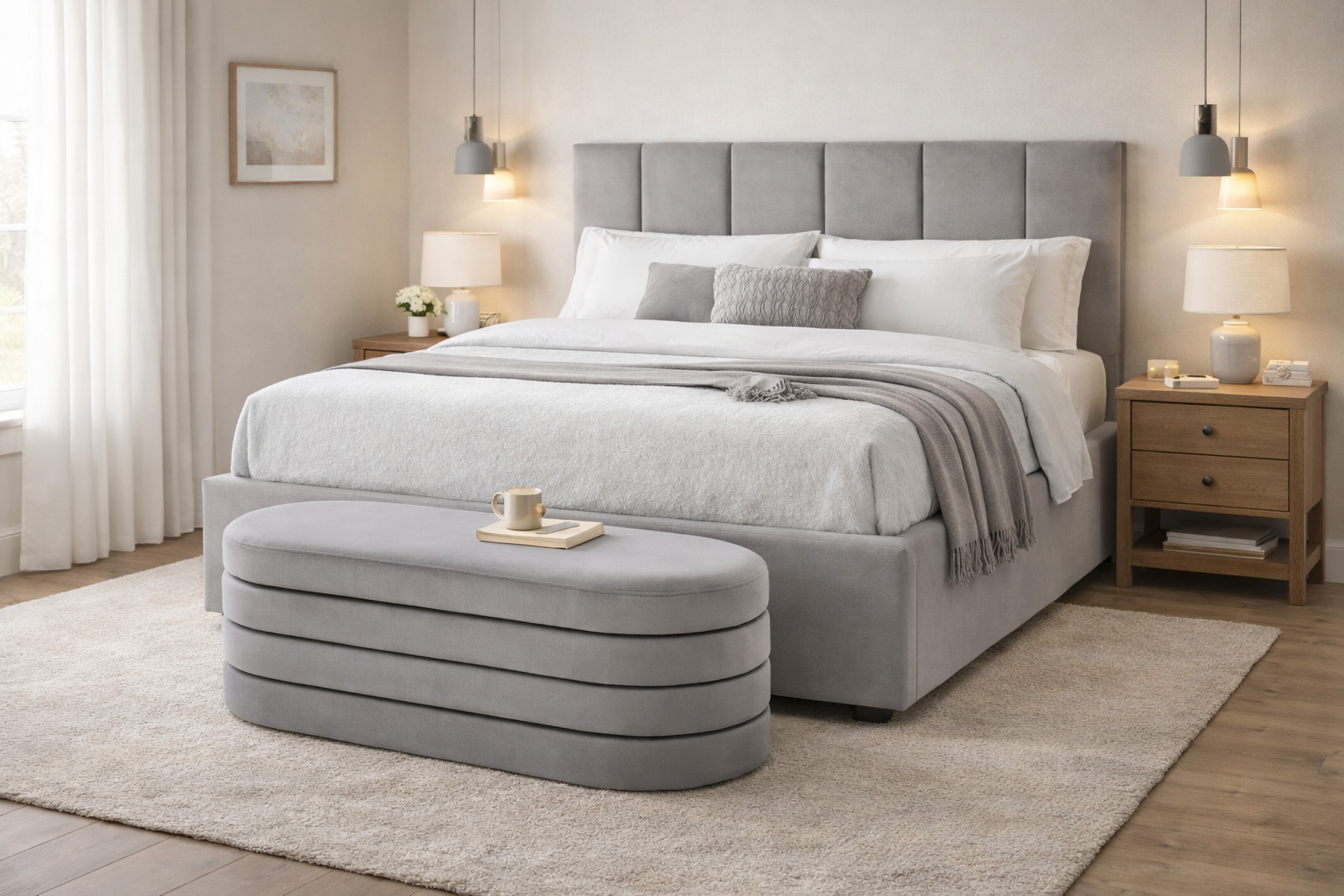 Ławka NIKI z funkcją pojemnika - kolor popielaty