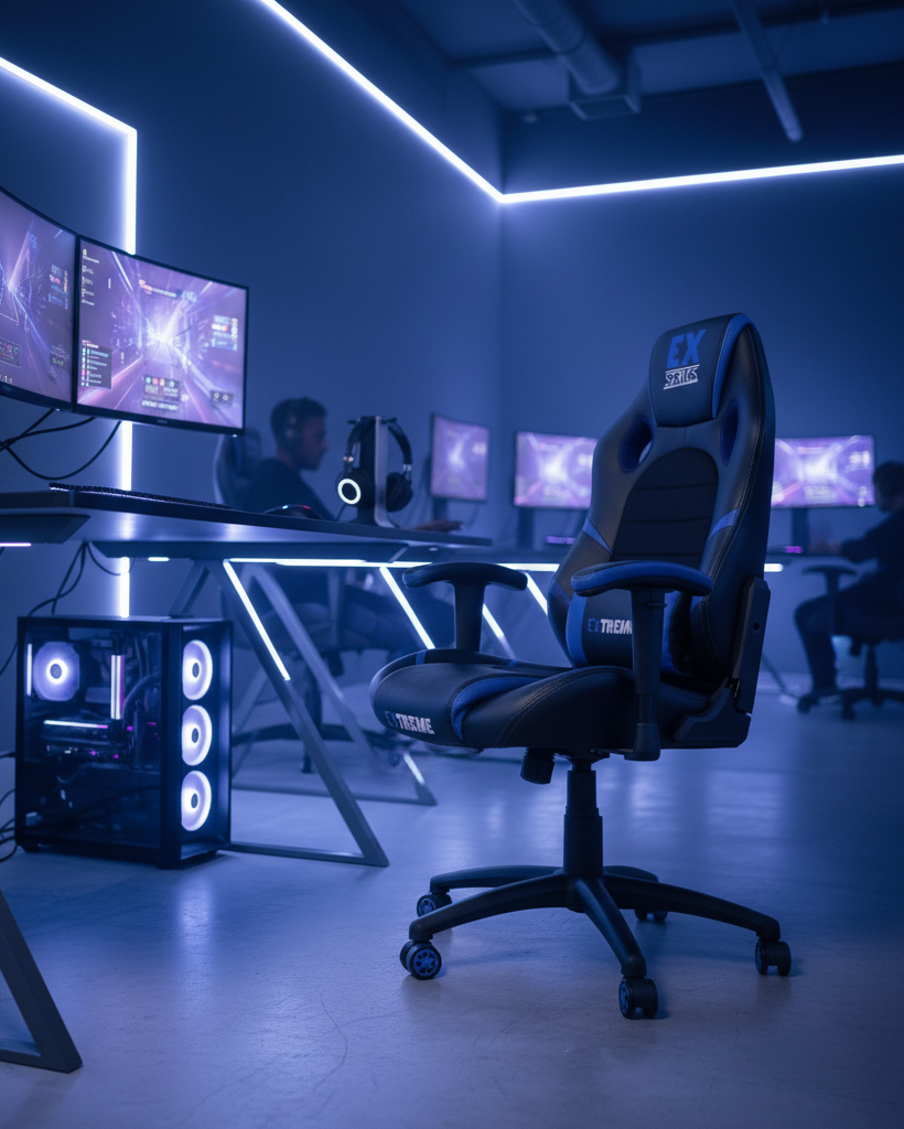 Fotel EX Dark Blue Ergonomiczny Do Gier I Pracy Komfort