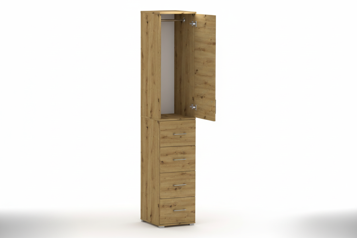 Szafa Pola 215 cm z drążkiem i 4 szufladami, szerokość 40/50 cm