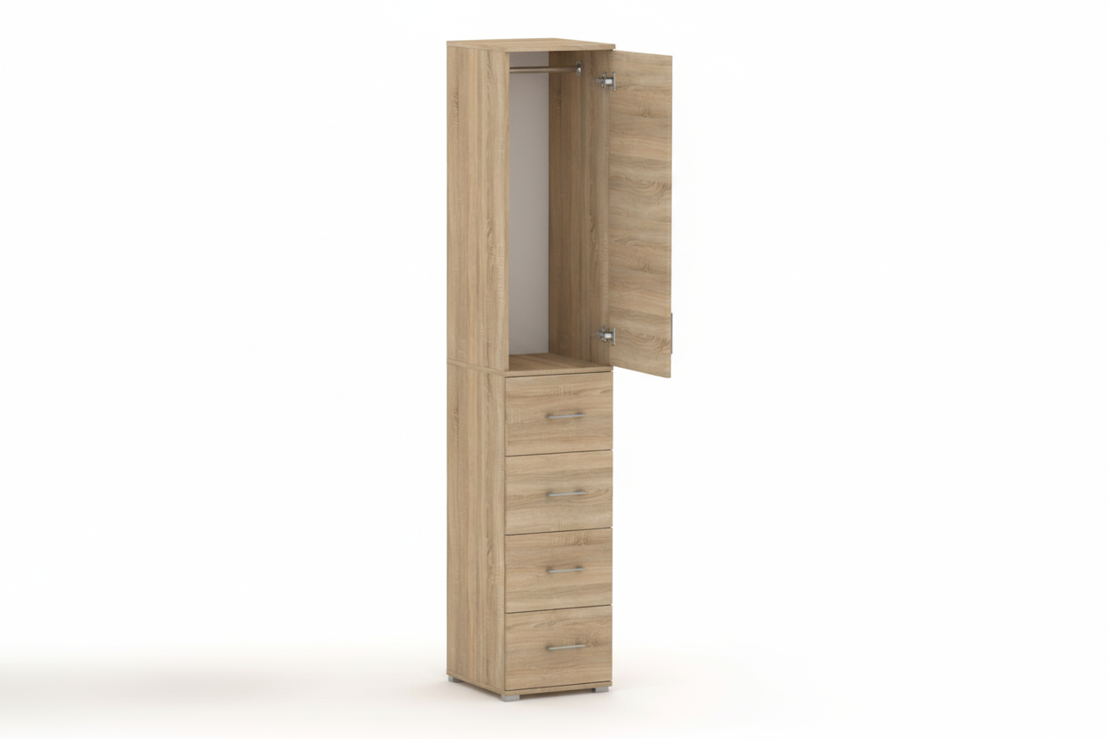 Szafa Pola 215 cm z drążkiem i 4 szufladami Dąb Sonoma 40-50 cm