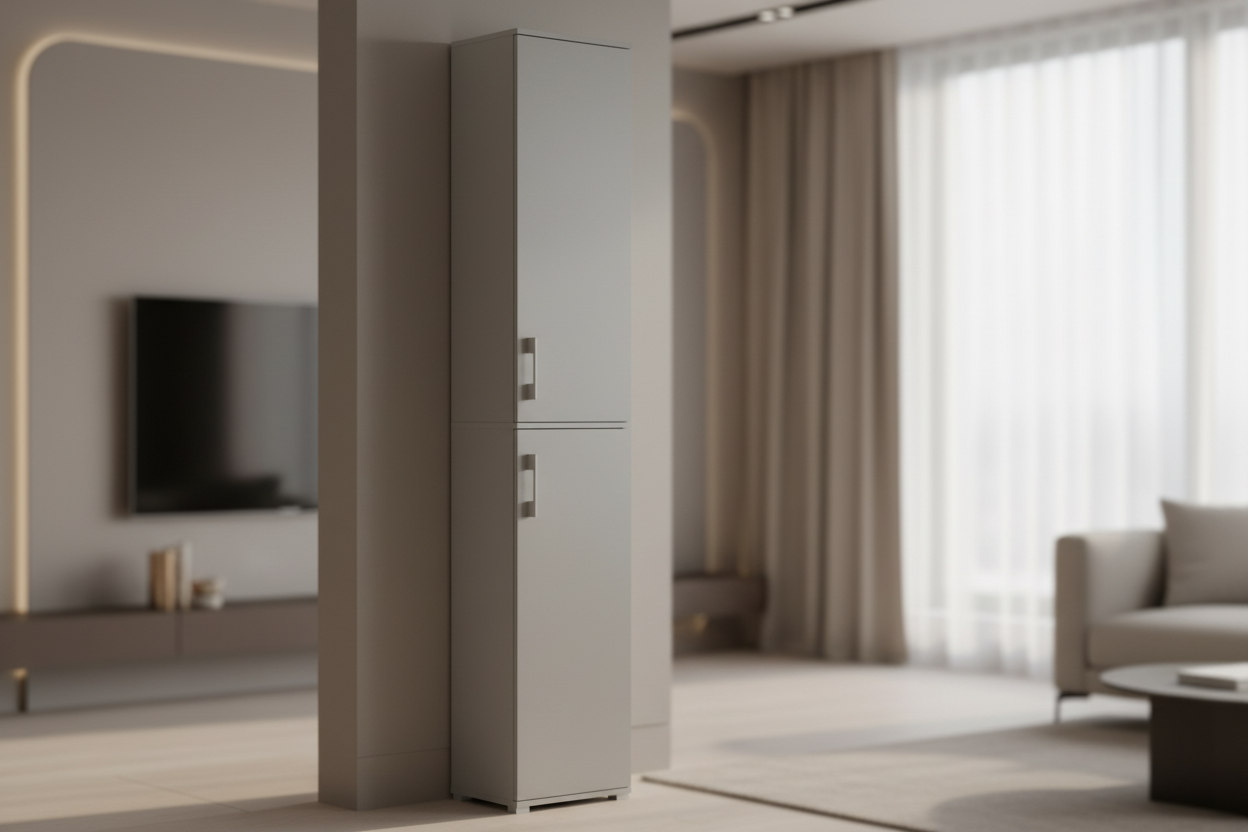 Szafa Pola 215 cm dwudrzwiowa 40 cm Szary Arktyczny