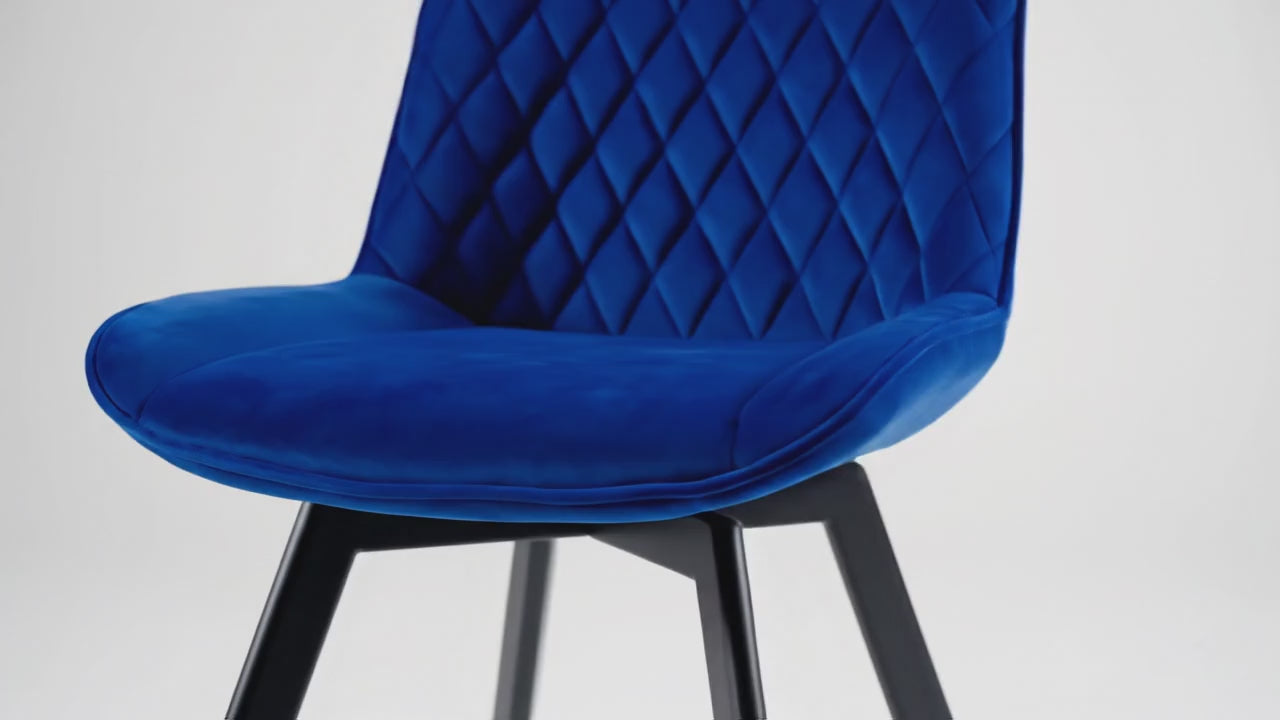 Załaduj wideo: Prezentacja welurowego krzesła tapicerowanego Draco w kolorze granatowym
