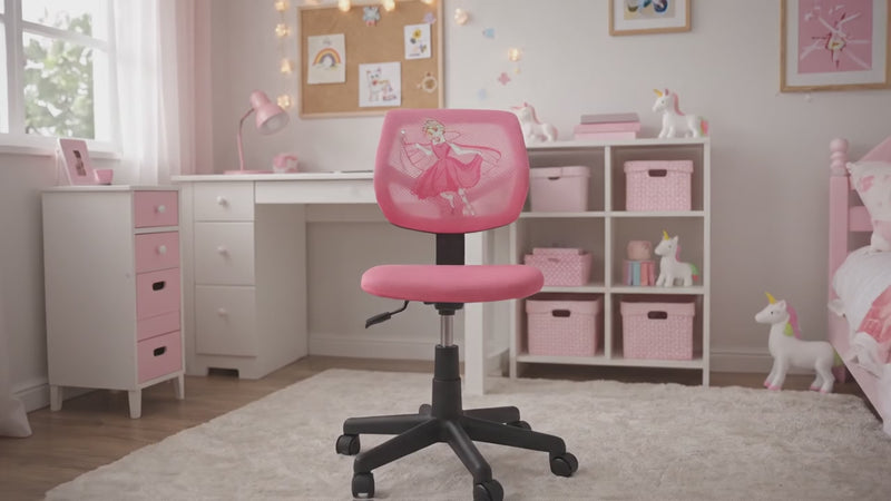 obrotowy fotel dla dziewczynki niko pink z księżniczką