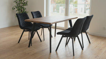 Zestaw: Stół Rozkładany Vega + 4 Krzesła Welurowe Draco (Czarne)