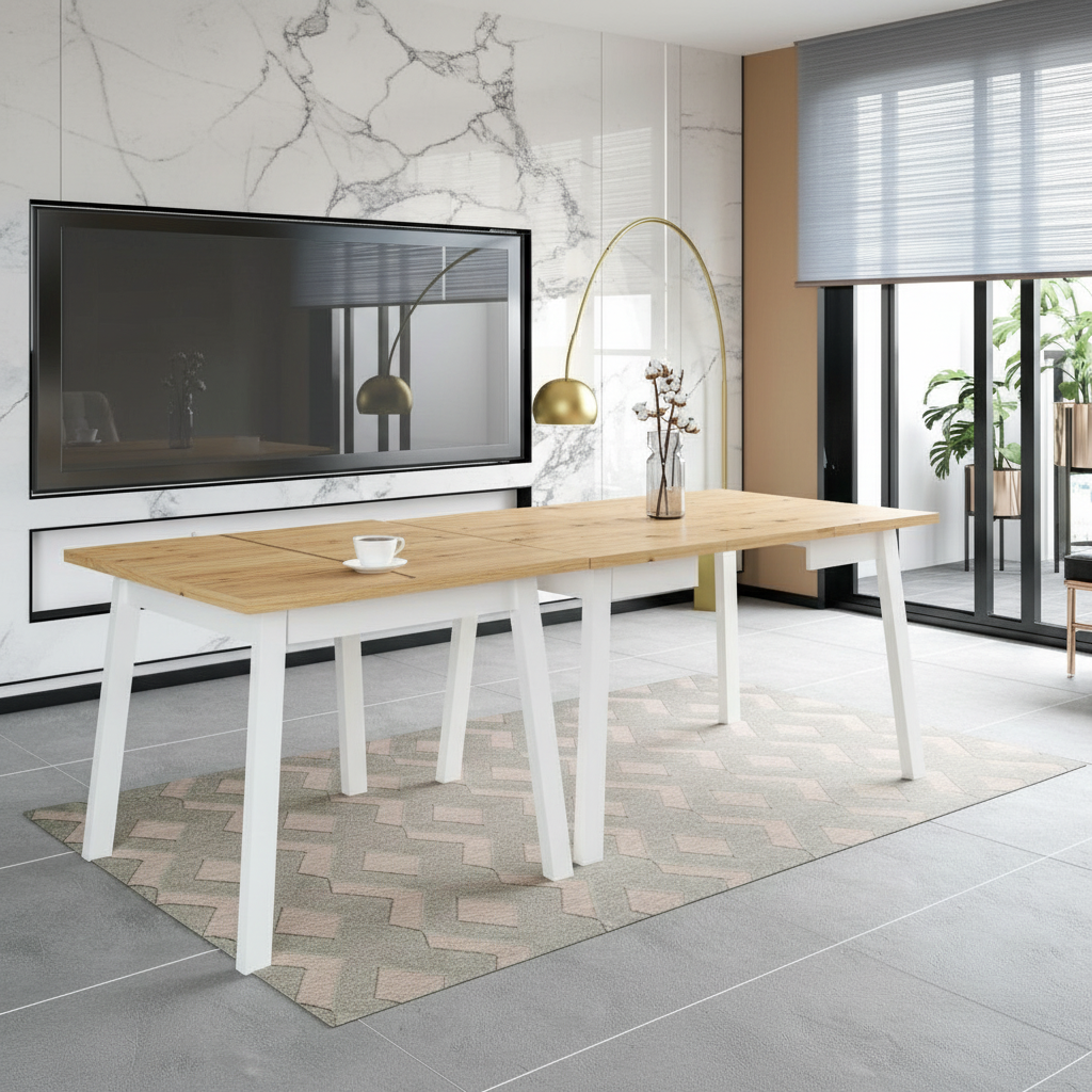 Rozkładany STÓŁ PROSTOKĄT Średnica 90x90 DĄB ARTISAN Drewniany 6 osobowy