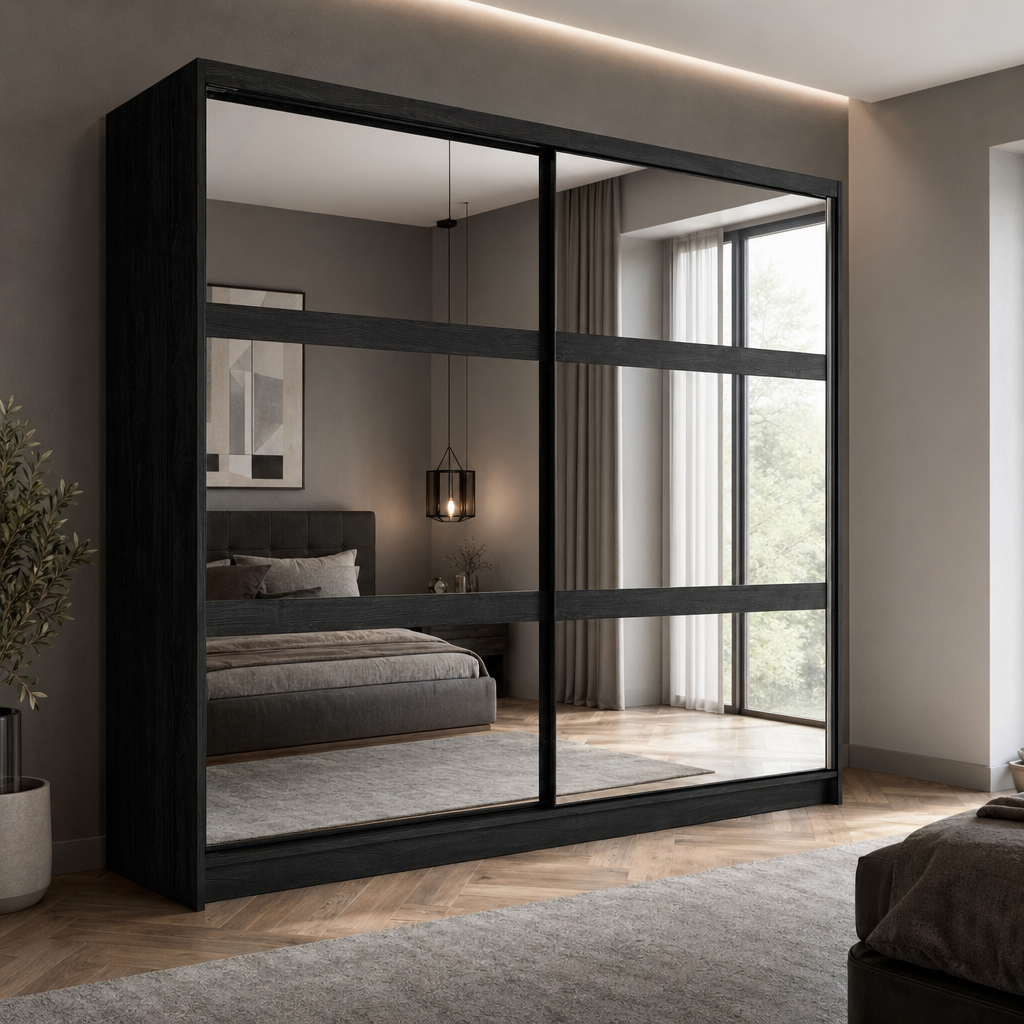 Szafa przesuwna SIRIUS 230 cm - Jesion Portland Czarny