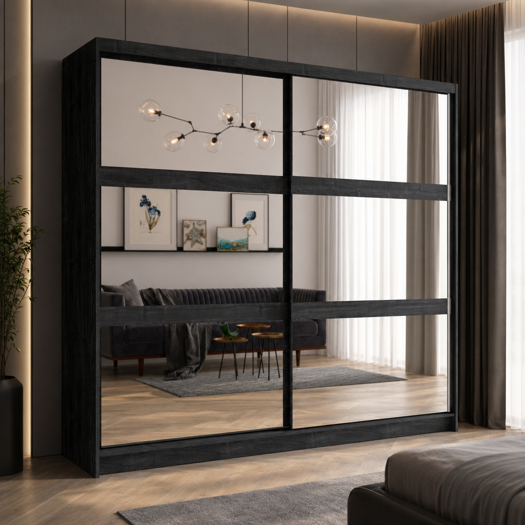 Szafa przesuwna SIRIUS 230 cm - Jesion Portland Czarny