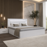 Łóżko 160x200 ADIL z pojemnikiem i LED - Biały Alpejski