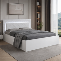 Łóżko 180x200 ADIL z pojemnikiem i LED - Biały Alpejski